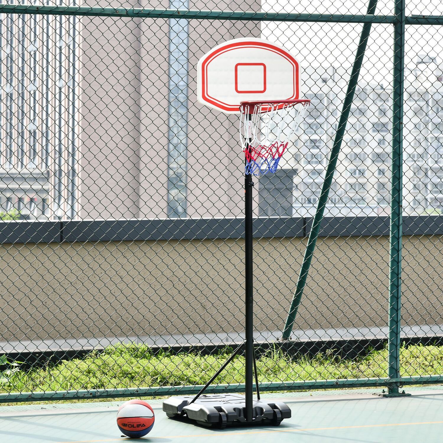 HOMCOM Portable Basketball Stand 175-215cm Adjustable Height - Black