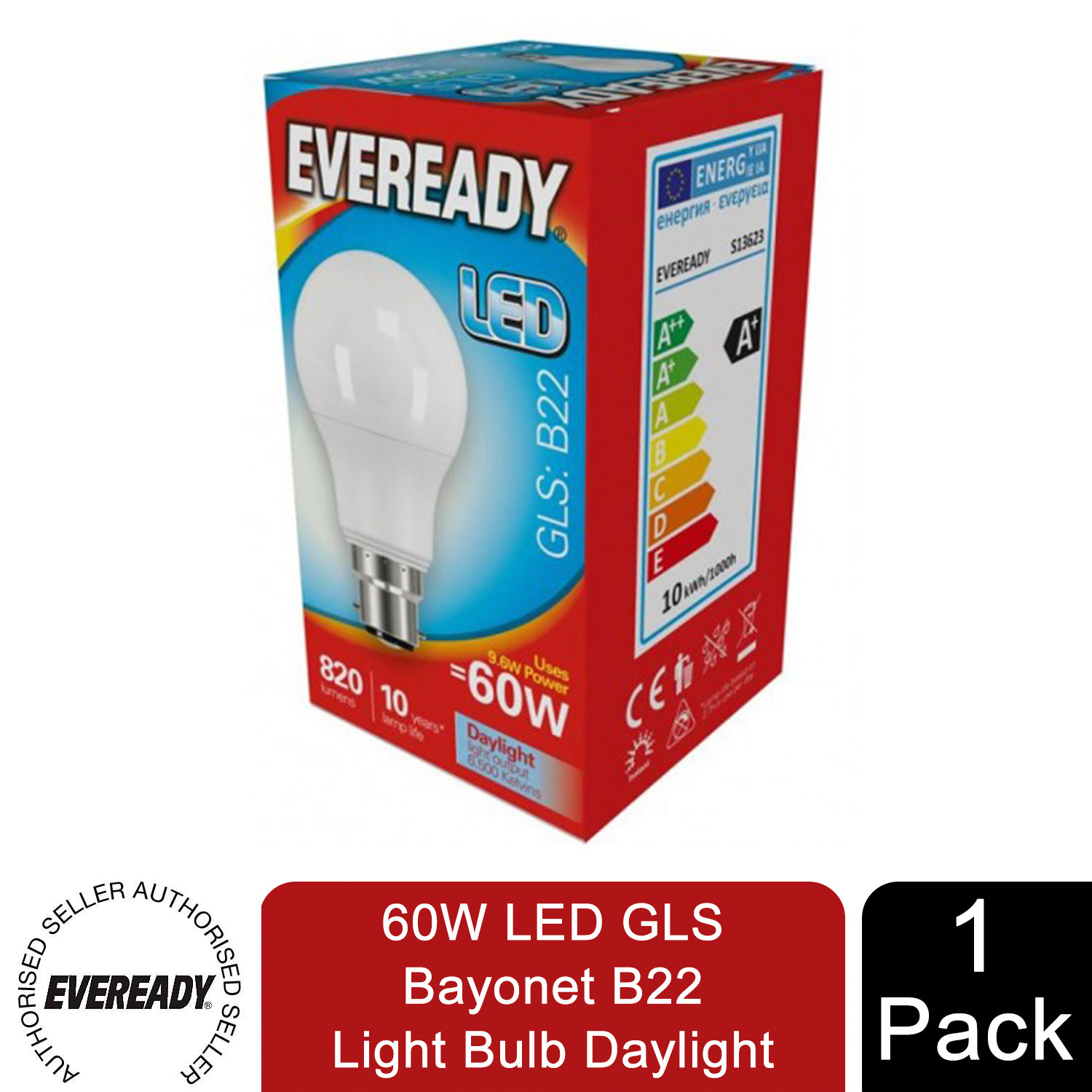Eveready 40W Led Gls Bayonet B22 Light Bulb Daylight - White