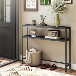 Console Table for Hallway, 2-Tier Slim Sofa Table