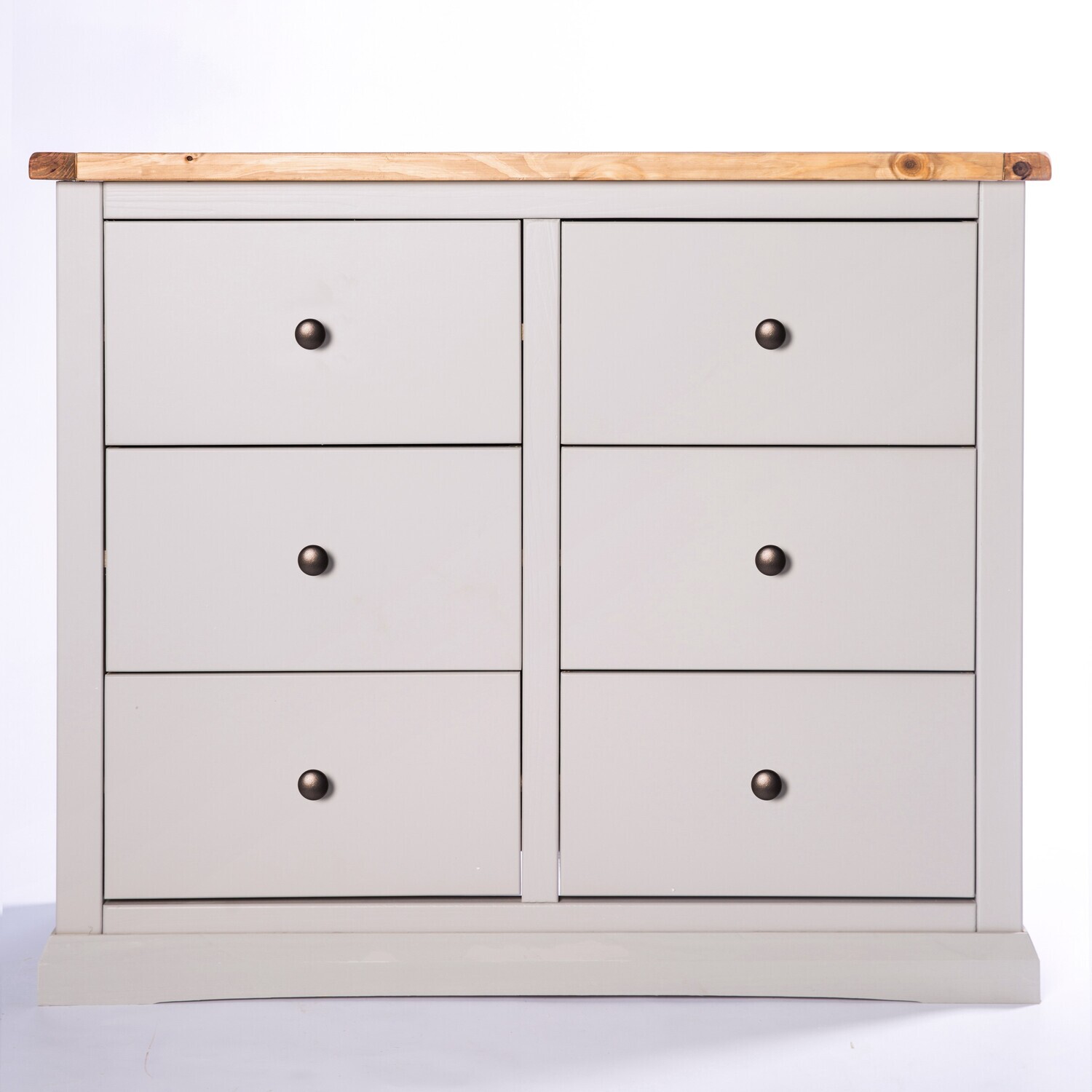 Loreo 3 over 3 Drawer Chest - Grey / Brass