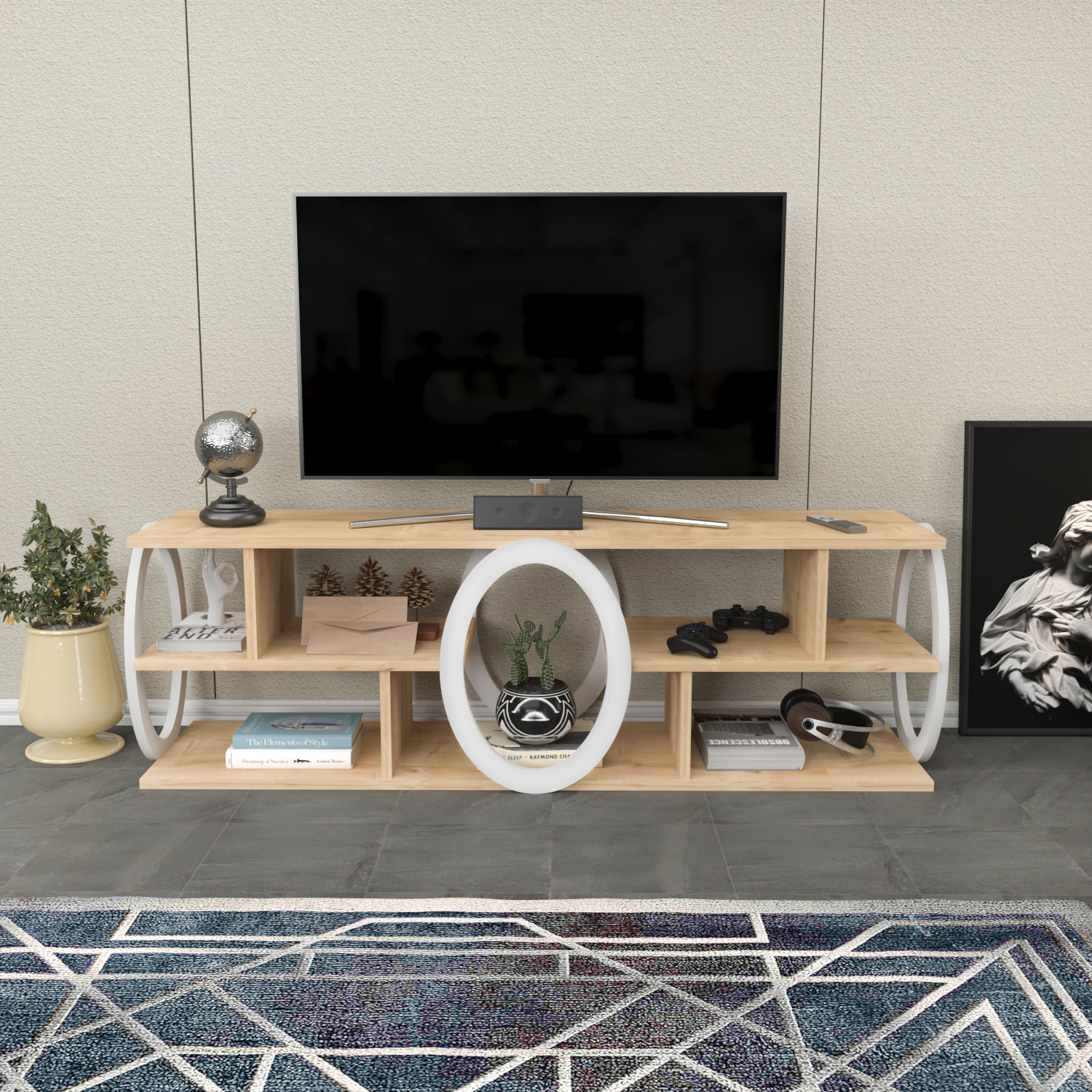 Fale TV Unit TVs up to 60" - Oak and White