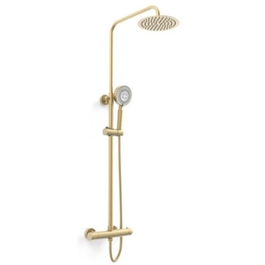 Brush Brass Round Exposed Bar Mixer Shower  Slim Overhead Drencher  Handset