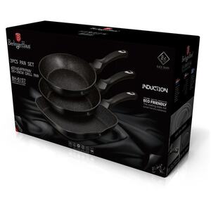 Berlinger Haus 3pc Black Silver Aluminium Frying Grill Pan