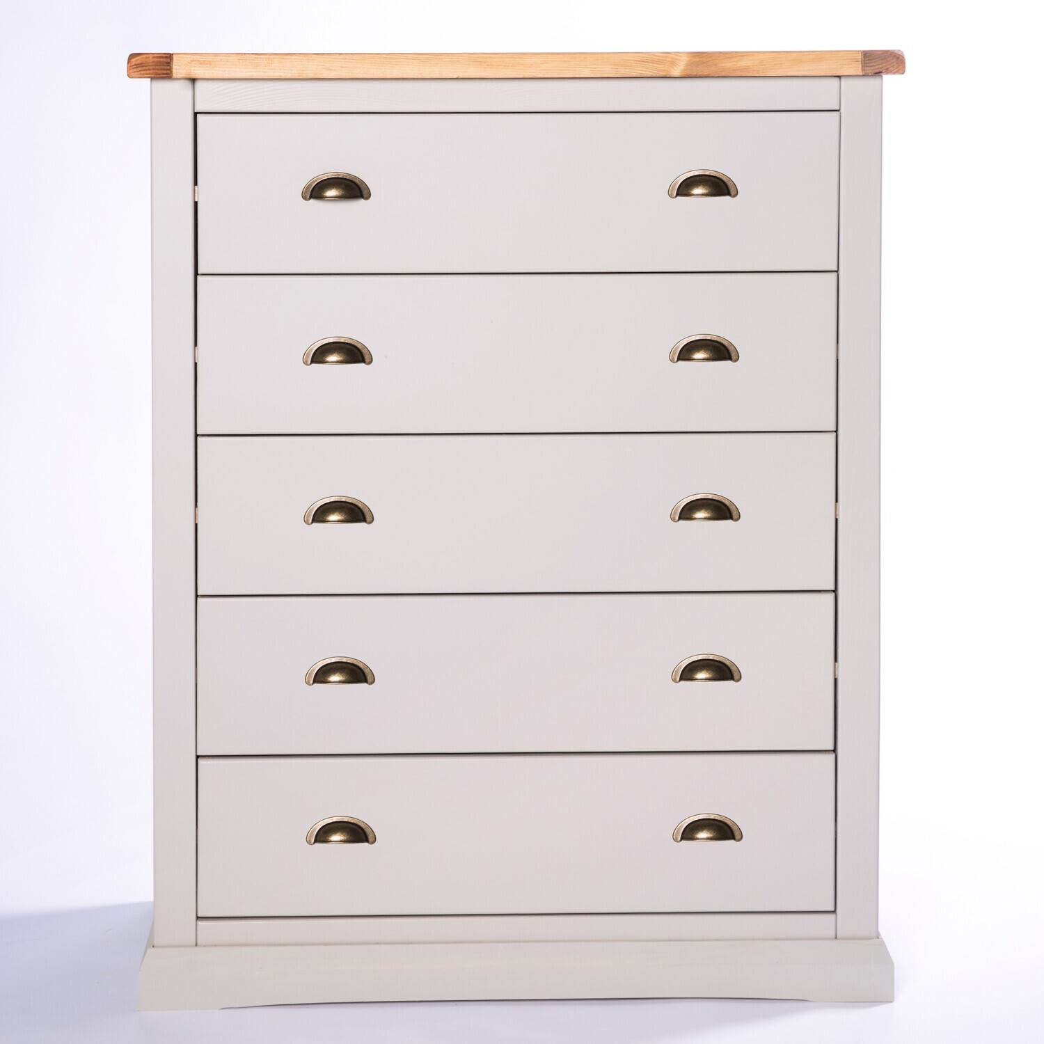 Loreo 5 Drawer Chest - Grey / Brass