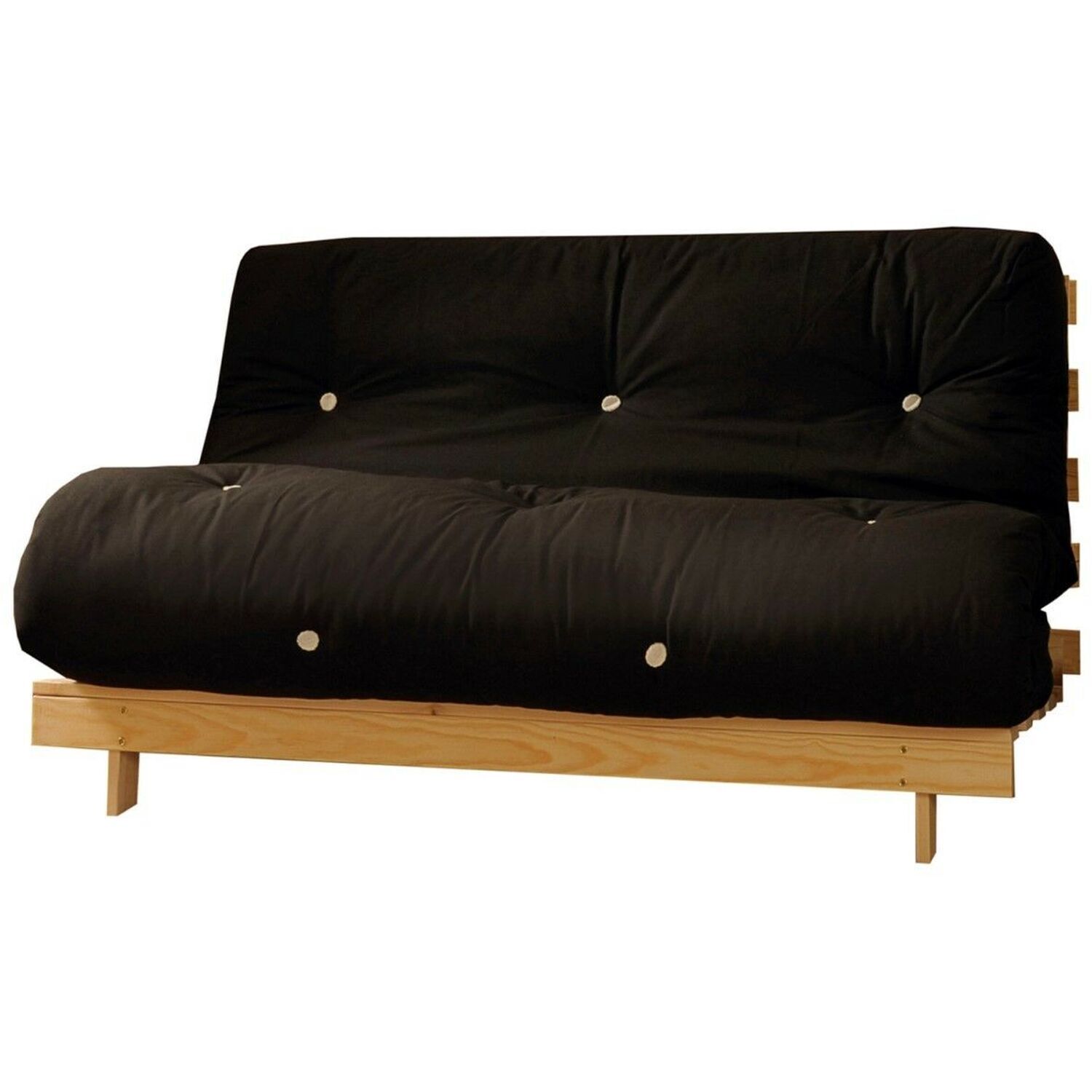 Black 4ft6 Premium Luxury Wooden Futon Sofa Bed - Black