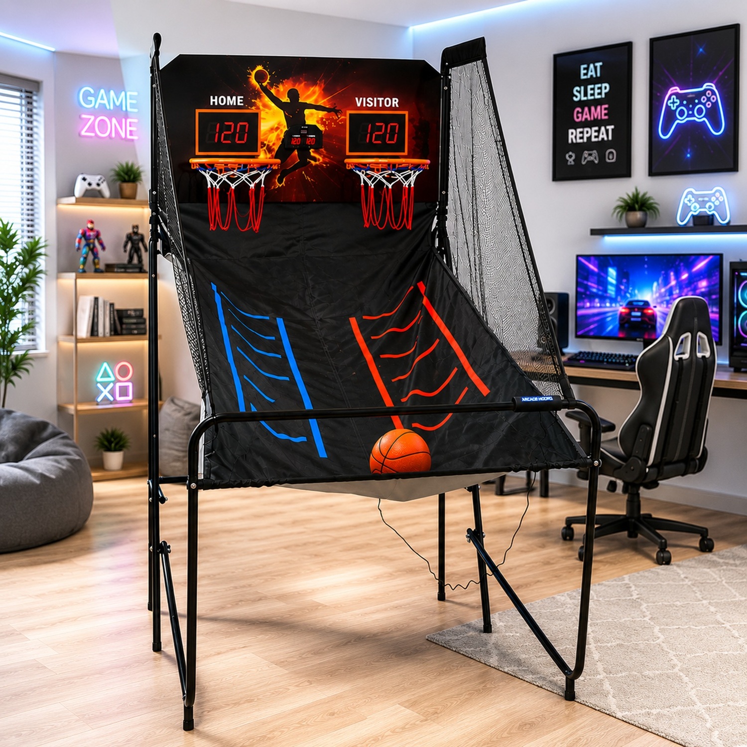 Electronic Dual Hoop Basketball Arcade Game Set