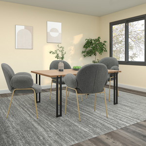 Dining chair set of 2 in teddy fabric dark color