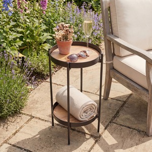 Flora Black Outdoor Side Table Garden Patio Table for Balcony