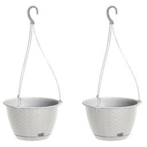 Ratolla Round Hanging Plastic Planter - 14.2x21.7x21.7 cm - Brown - Set of 2