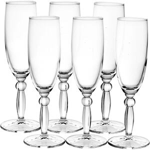 6-Pcs Tall Stemmed Champagne Flutes - 175ml - Clear - Set of 6