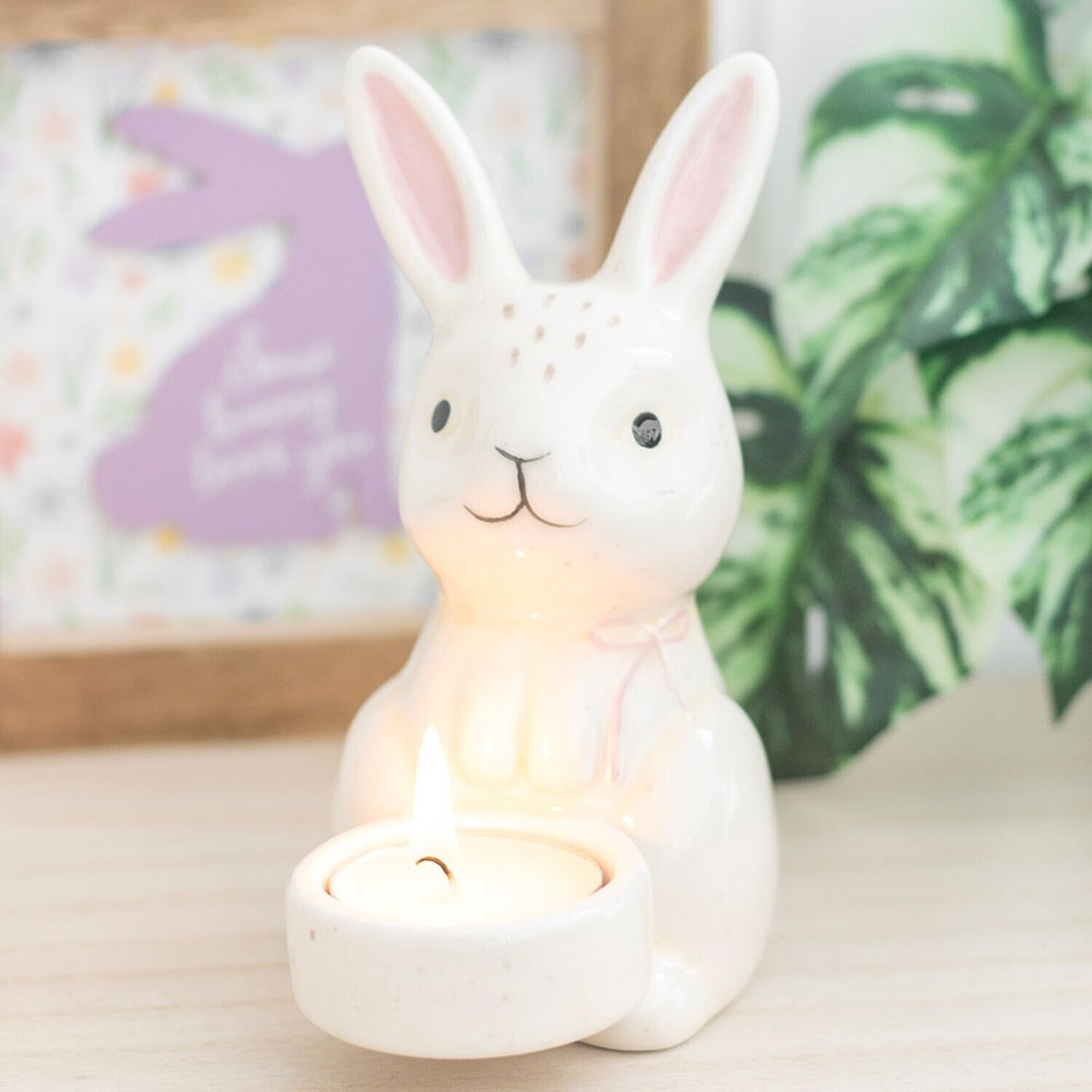 Ceramic Bunny Tealight Holder - White
