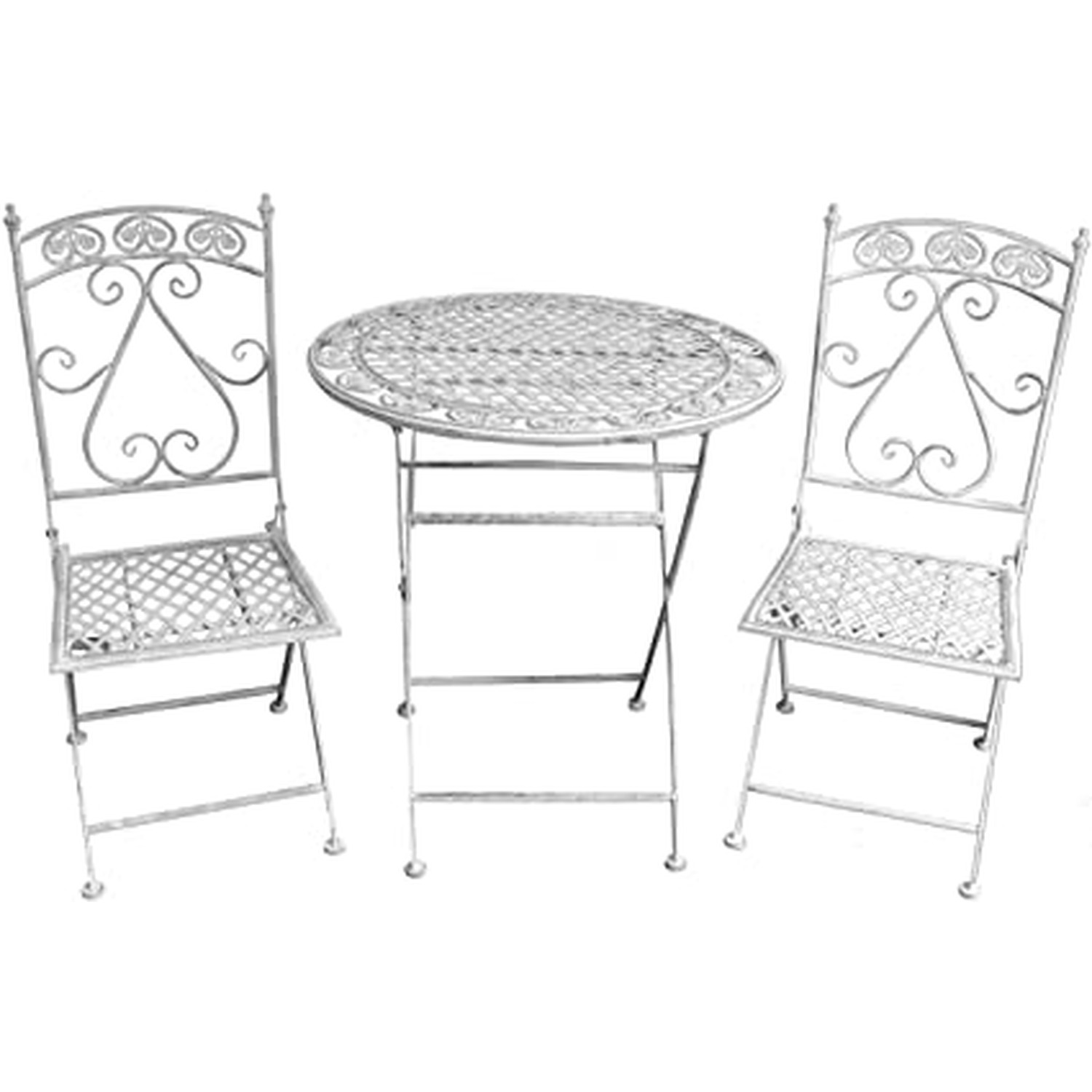 Milan 3 Piece Metal Bistro Set Outdoor Seating - Grey