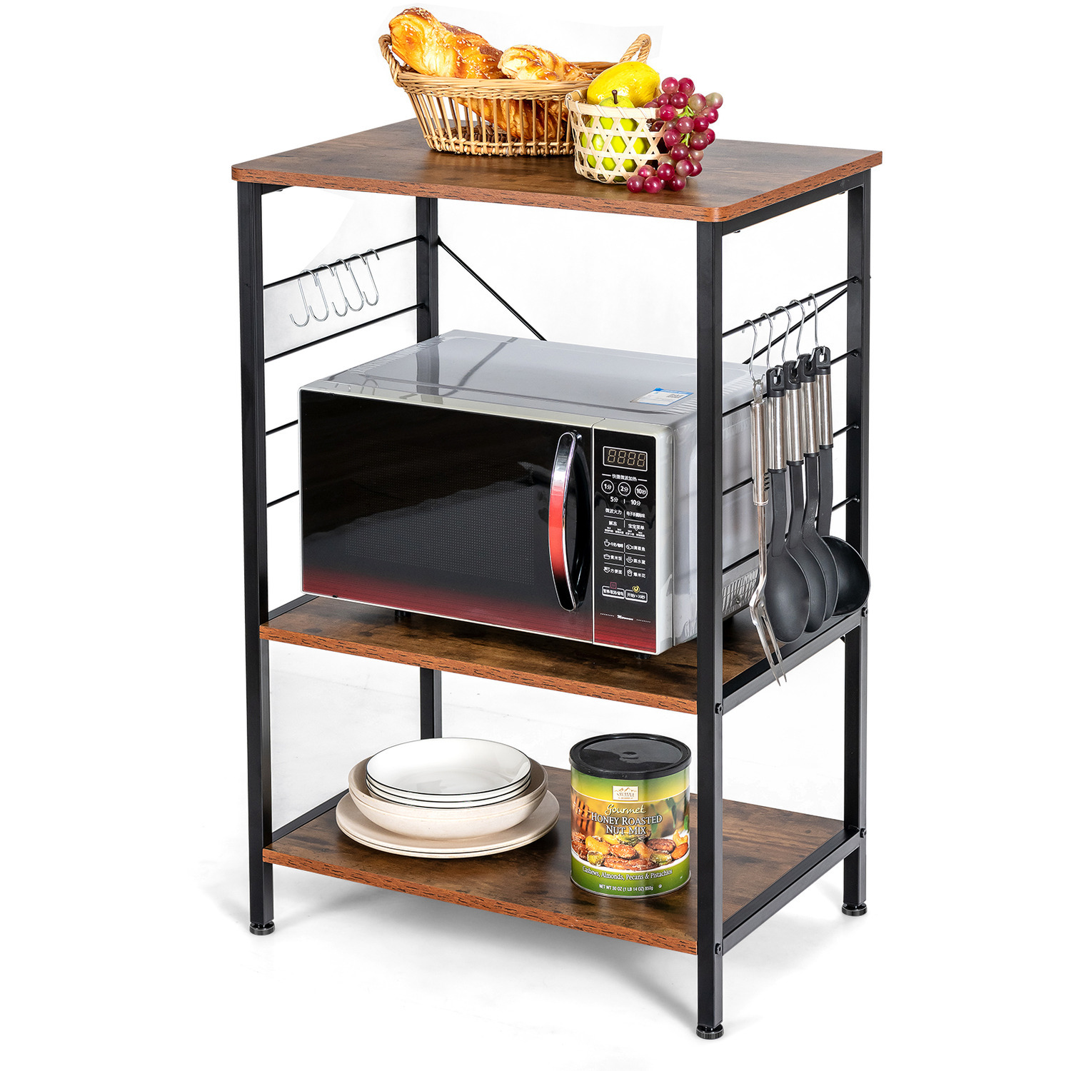 3-tier Microwave Stand Kitchen Shelf - Brown