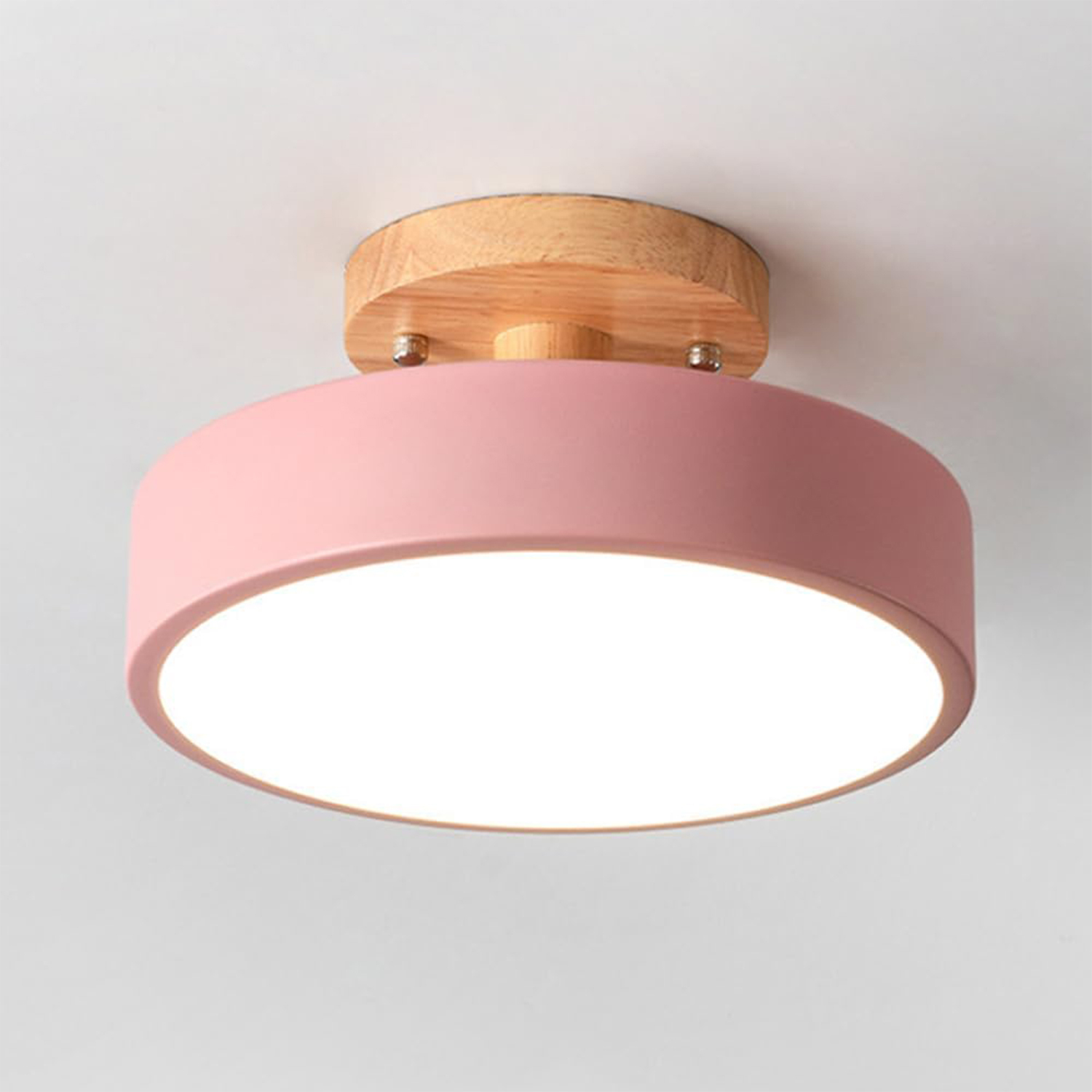 Modern Semi Flush Wood LED Ceiling Lamp