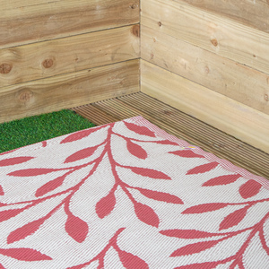 1.5m x 2.1m Red Ochre Leaves Large Outdoor Alfresco Patio Rug Mat