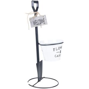 Hanging Hook Flowerpot Plant Holder Welcome Spade Sign - Grey