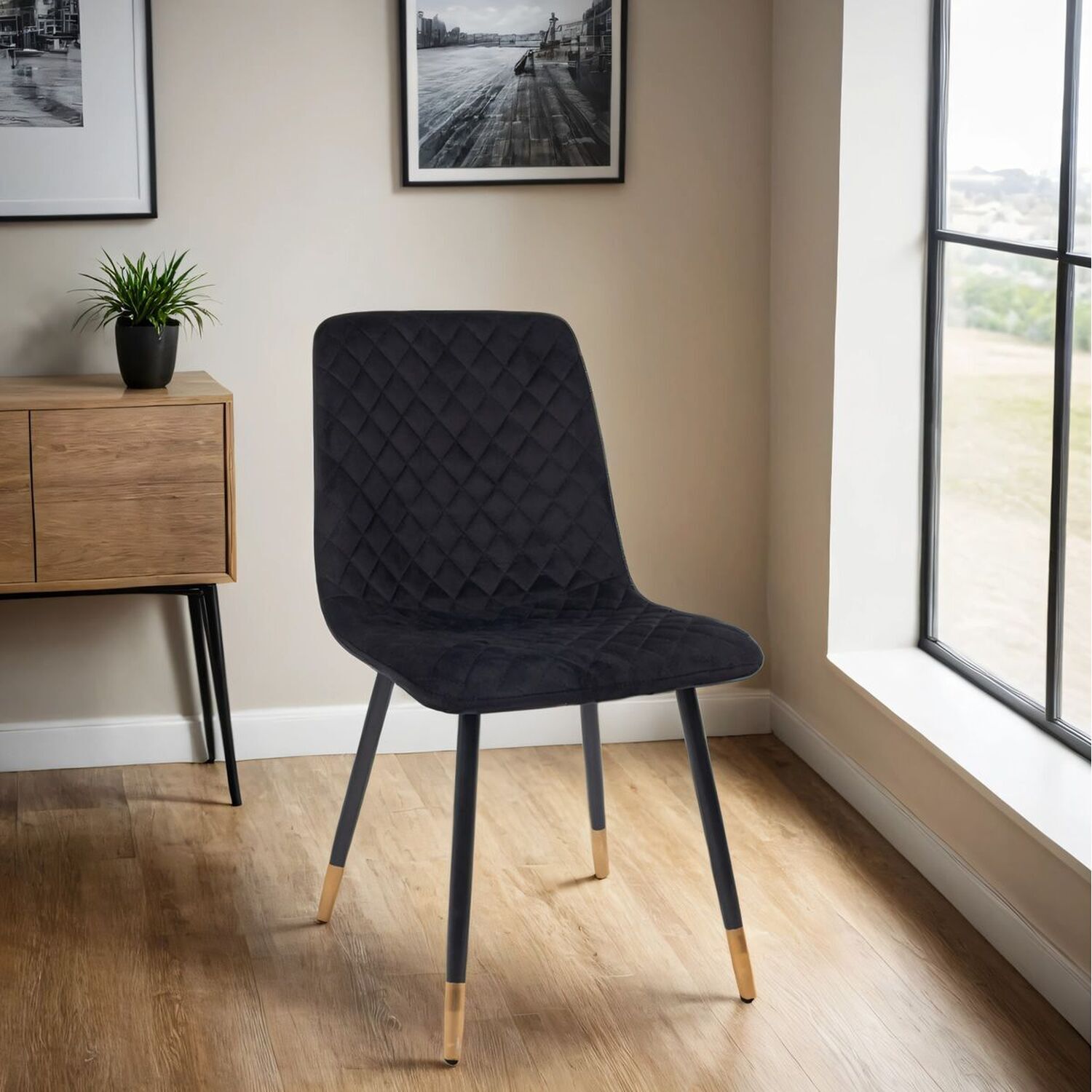 Plushore Turquoise Luxury Velvet Dining Chair - Black 6 Metal Velvet