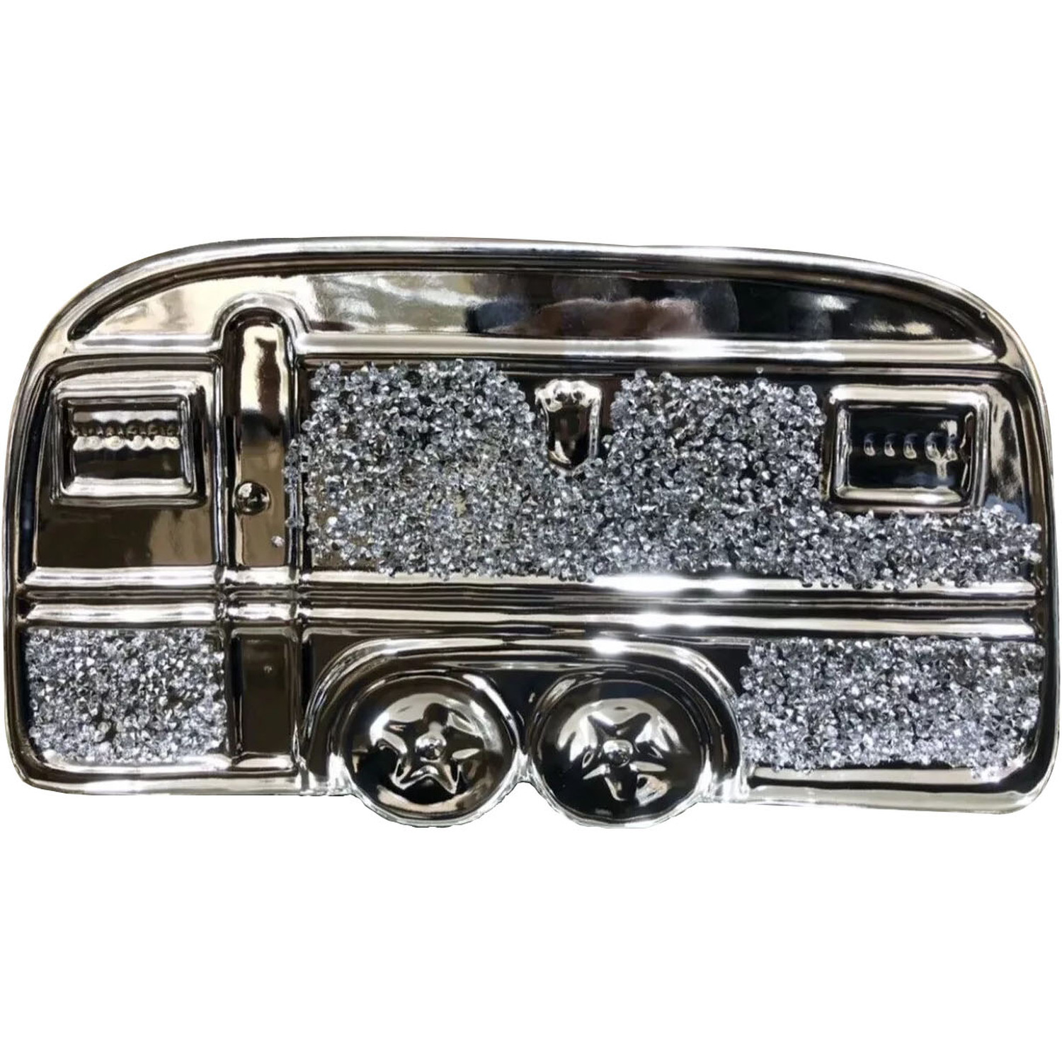 Crushed Diamond Silver Crystal Square Gypsy Caravan - Silver