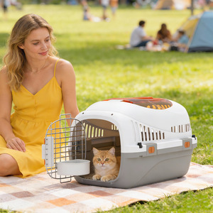 PawHut Plastic Pet Carrier Top Load Max 4 KG for Small Dogs and Cats