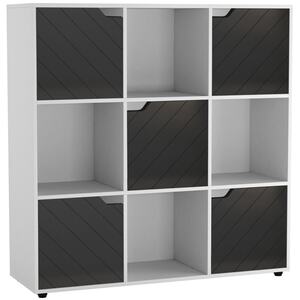 White 9-Cube Shelving Unit With Lined Doors
