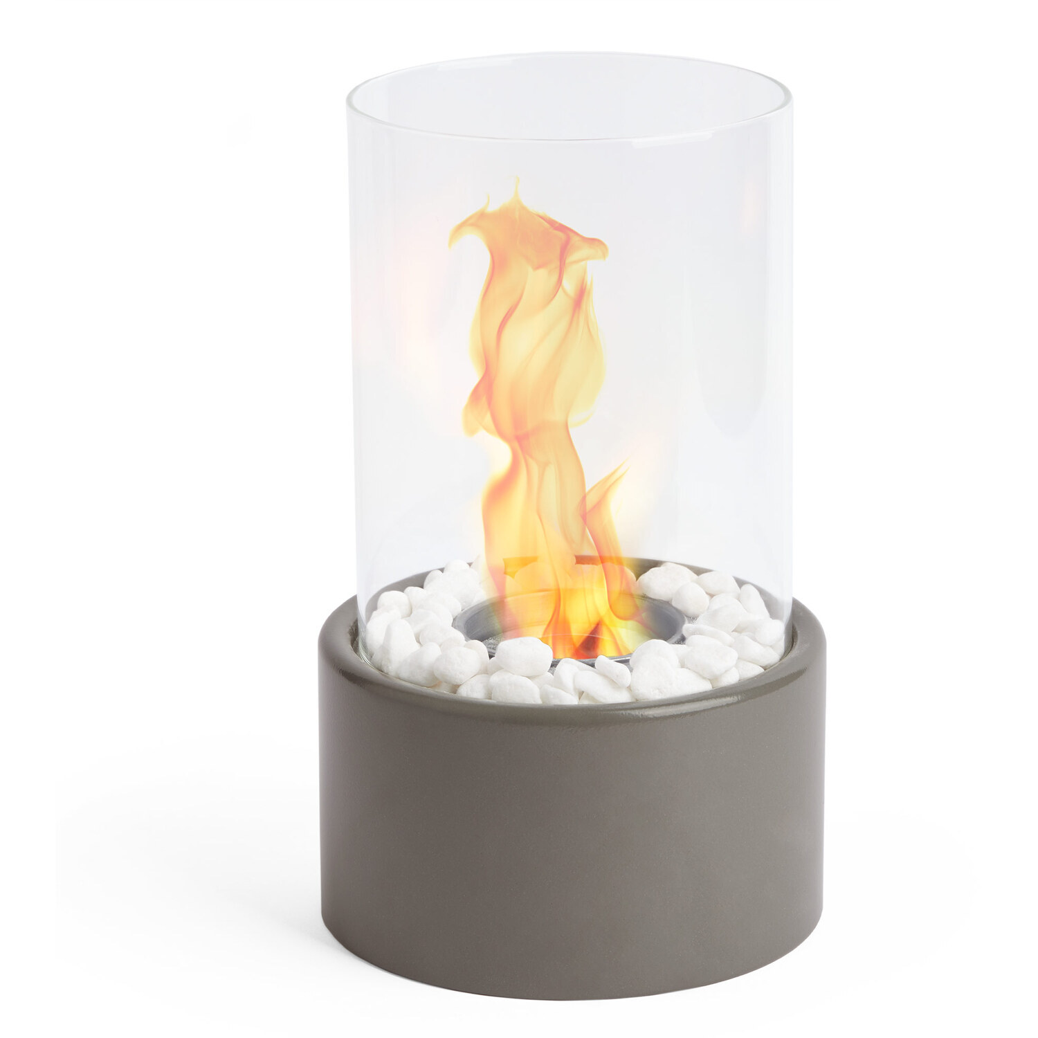Tabletop Fireplace Bioethanol Fire Pit Round Shape - Grey