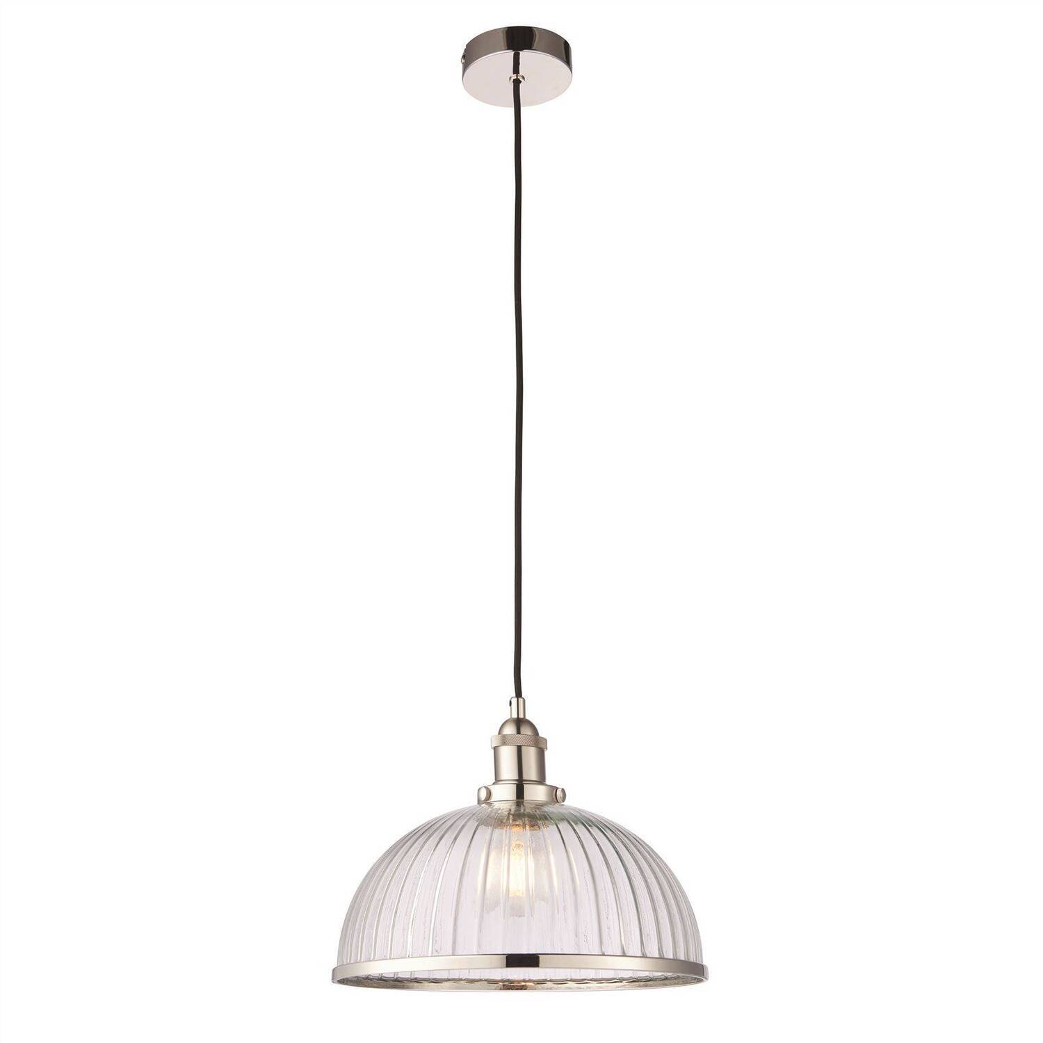 Hansen Pendant Ceiling Lamp Lighting Fixture 1Lt Indoor Glass Shade Nickel Trim - Image 8