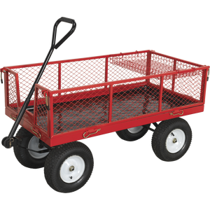 Heavy Duty Platform Truck, Drop-Down Sides, Pneumatic Wheels, 450Kg Capacity
