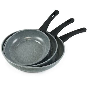 3-PC Marble Grey Frying Pan - Grey Marble