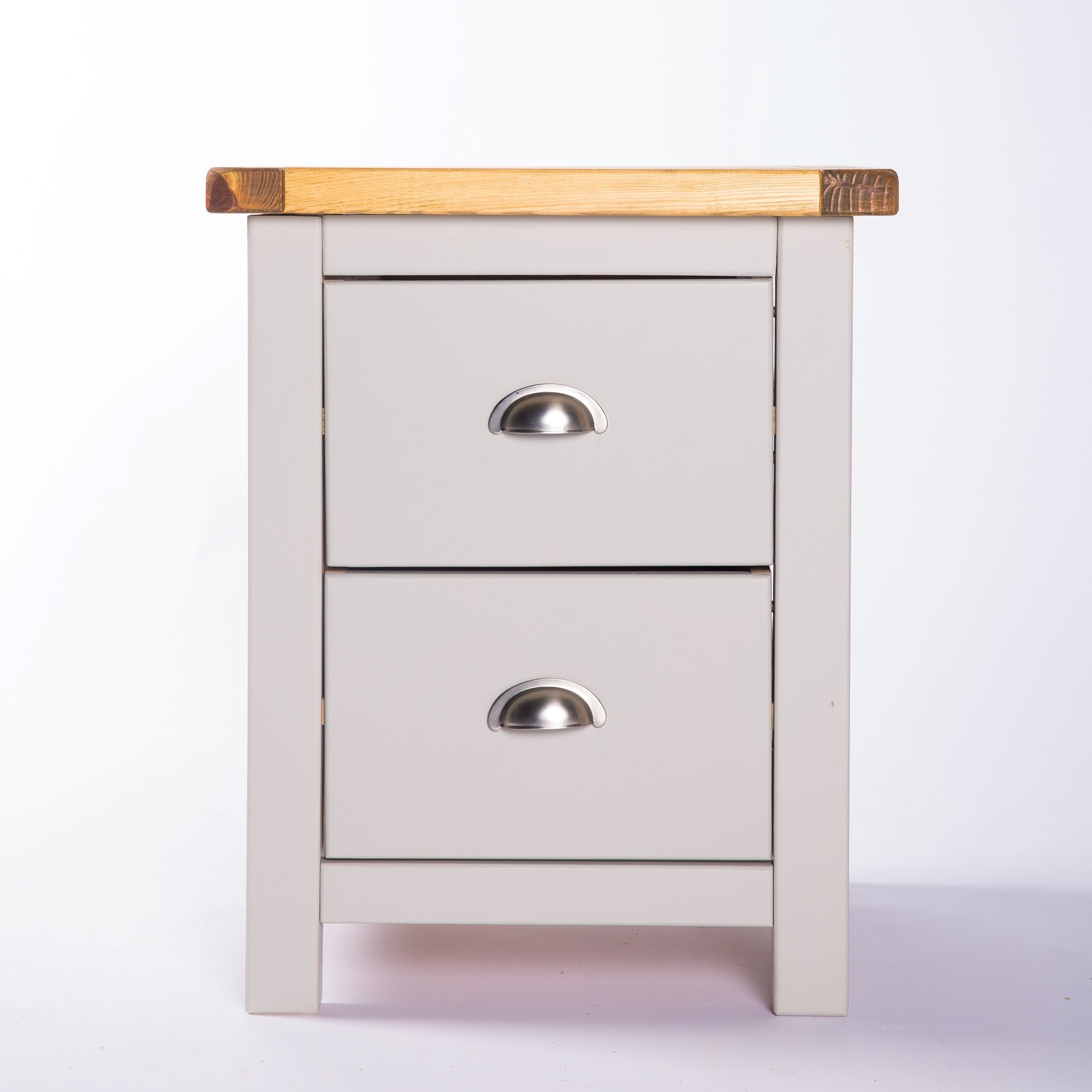 Argenta 2 Drawer Bedside Cabinet - Grey / Chrome