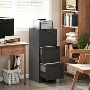 HOMCOM 3-Drawer File Cabinet, Lockable Filing Cabinet
