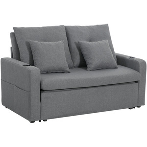 2 in 1 Convertible Sofa Bed with Cup Holders and Cushions