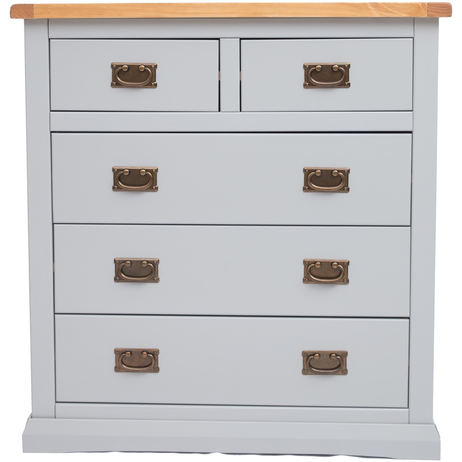 Loreo 2 over 3 Drawer Chest - Grey / Brass