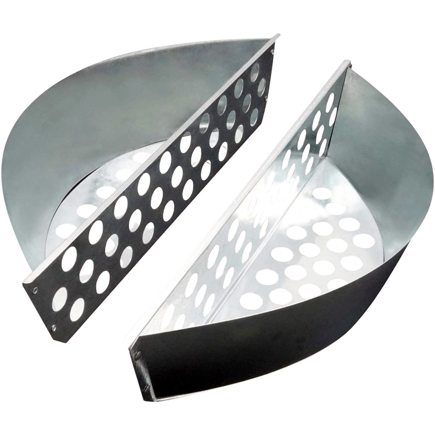Geezy Steel Bbq Grill Basket Charcoal Briquette Holders Set Of 2 - Silver