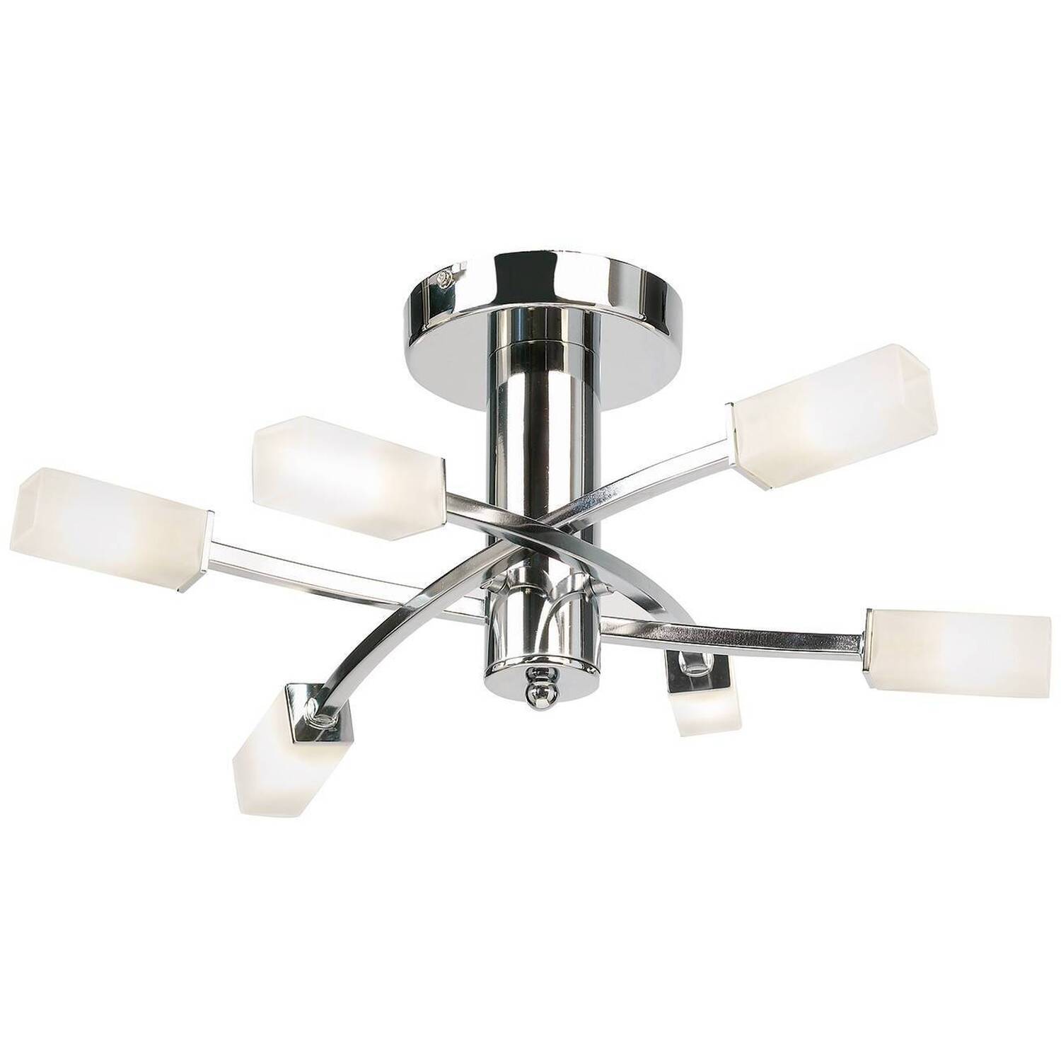 B&Q - Luminosa Havana 6 Light Semi Flush Multi Arm Ceiling Light ChromeAcid Etched GlassG9 - Image 7