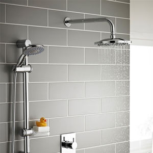 Chrome Triple Concealed Mixer Shower With Slide Rail  Overhead Drencher