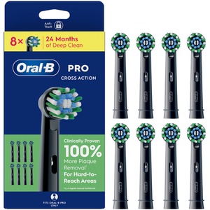 Oral-B Pro Cross Action Black brush Heads, 8 Ct