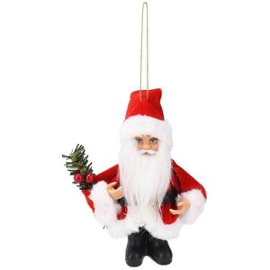 Mini Hanging Santa Claus Tree Decoration - Red - Set of 6