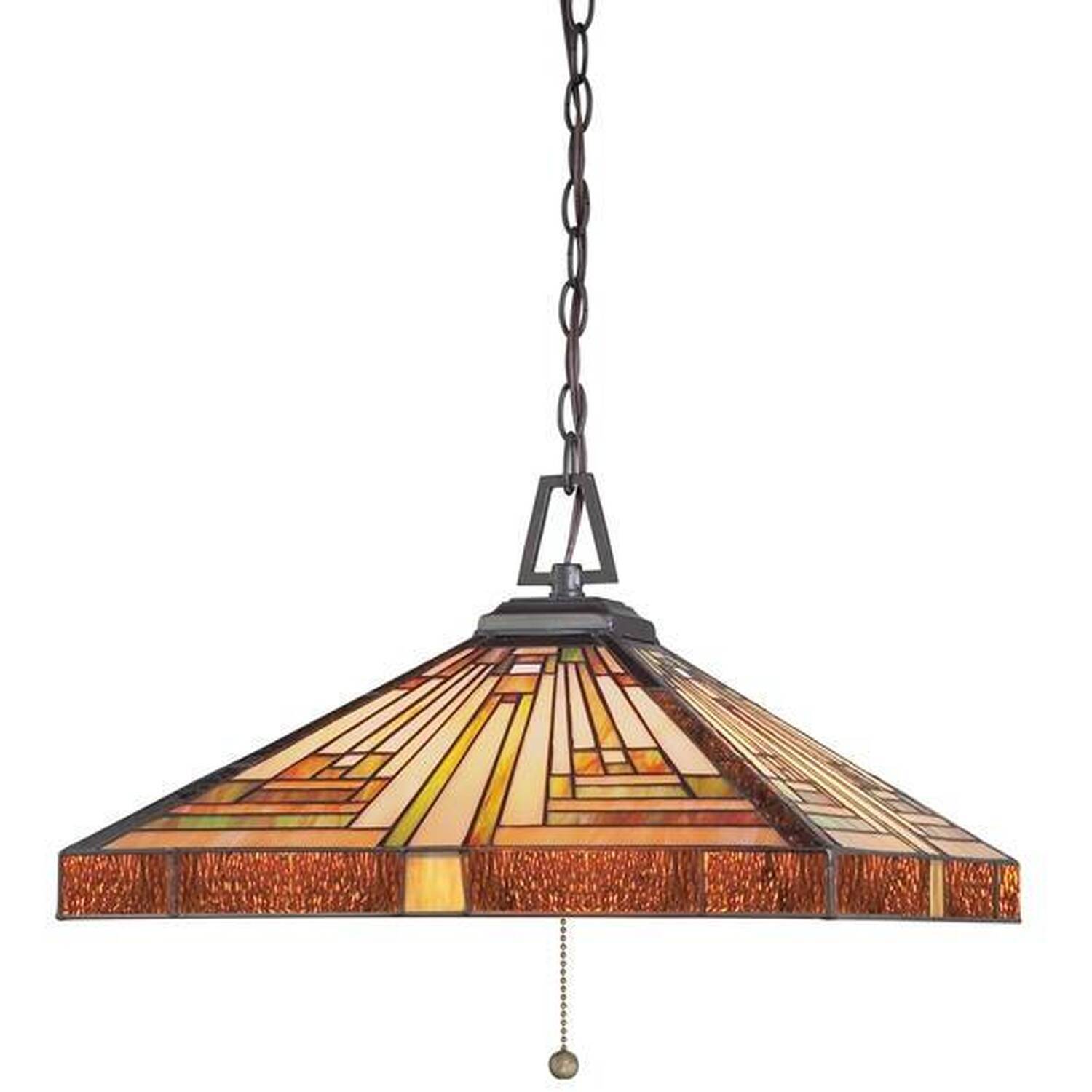 Elstead Stephen 3 Light Tiffany Ceiling Pendant Vintage Bronze, E27 - Vintage Bronze