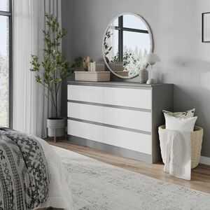 Grey Carcass 6 Drawer Wooden Chest Of Drawers