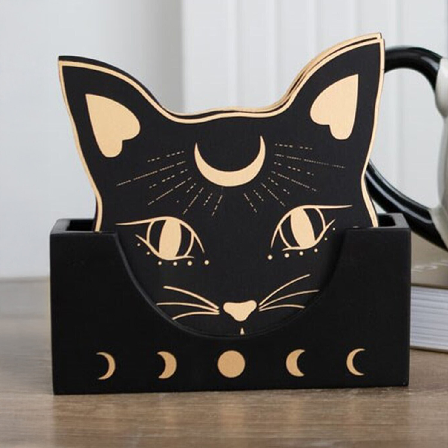 Image of Mystic Cat Face Coaster Set -&hellip;