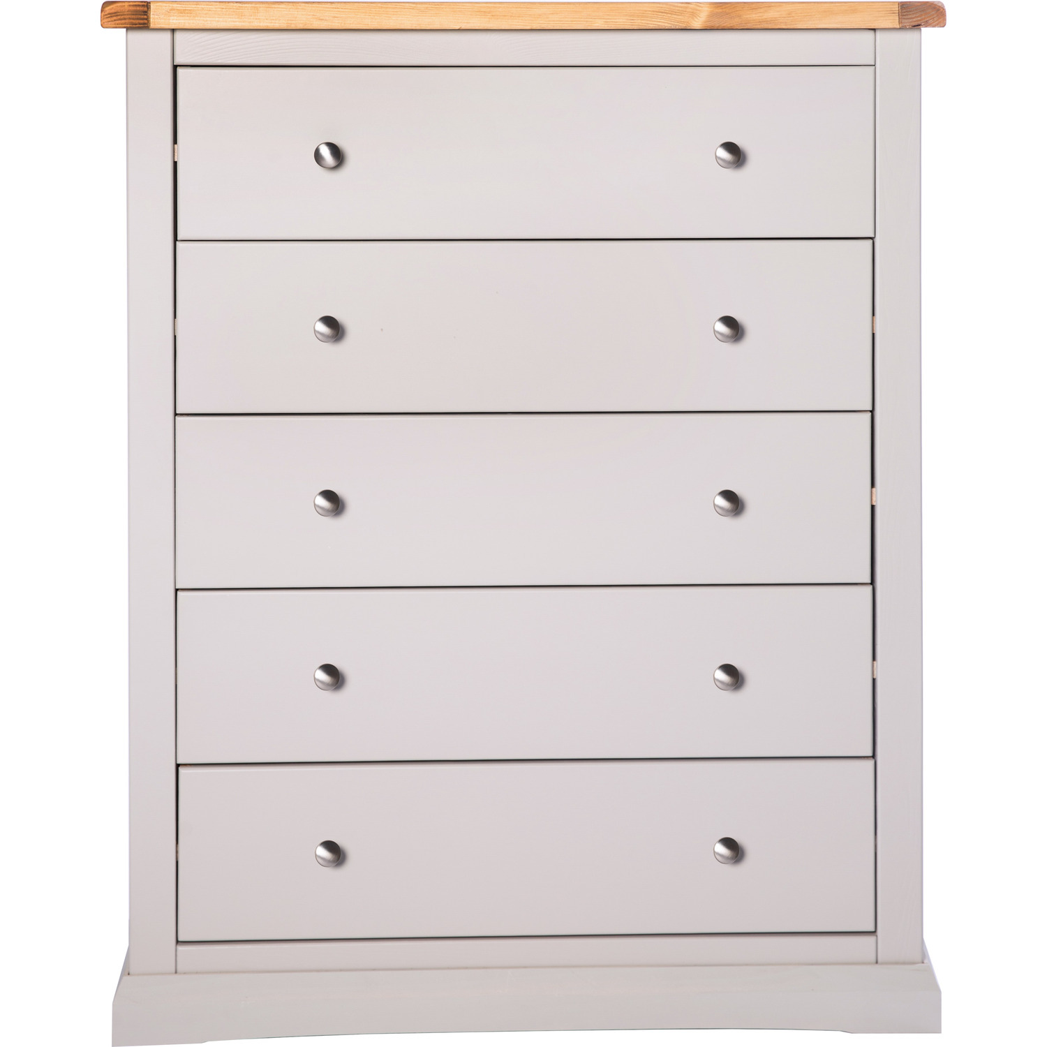 Loreo 5 Drawer Chest - Grey / Chrome
