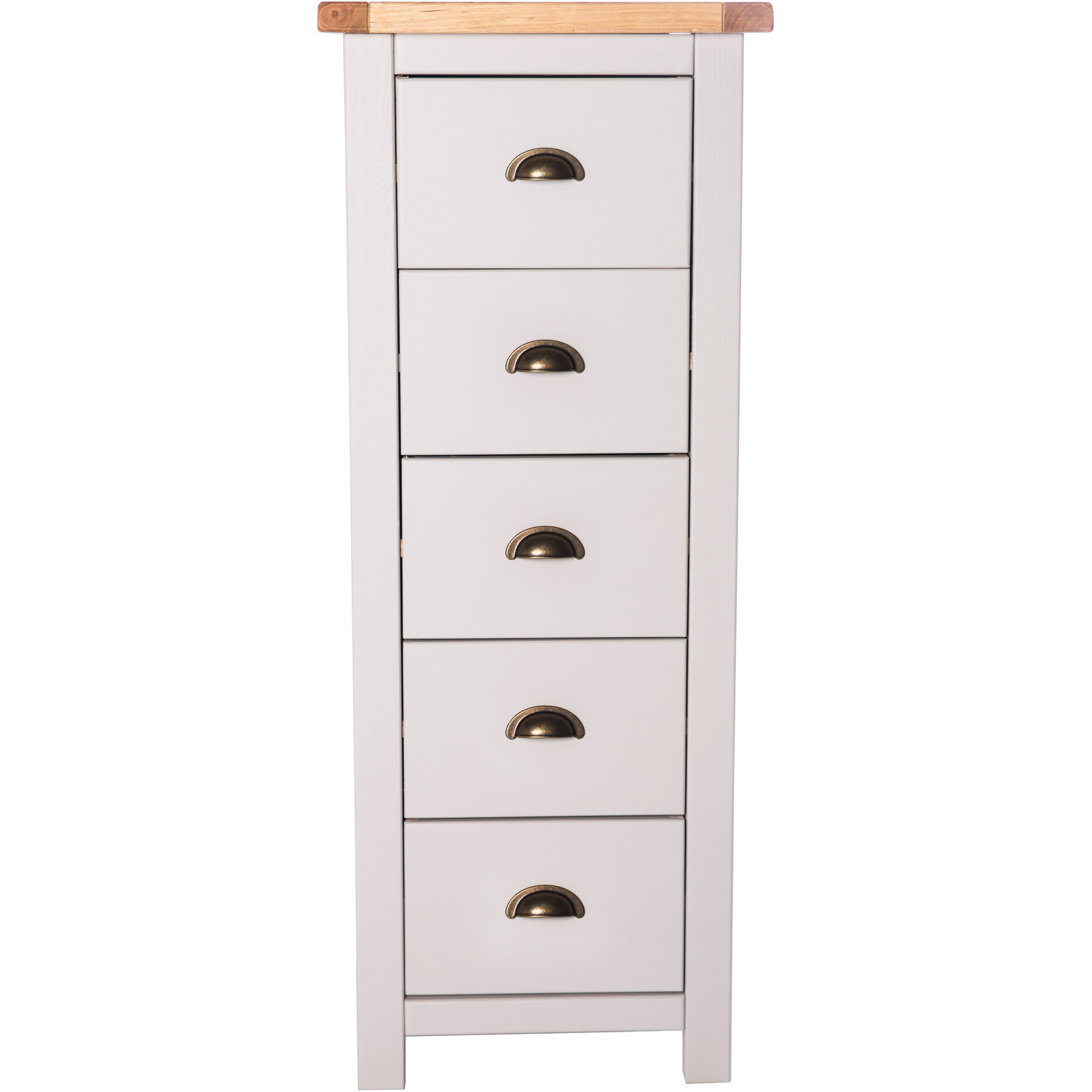 Argenta 5 Drawer Narrow Chest - Grey / Brass