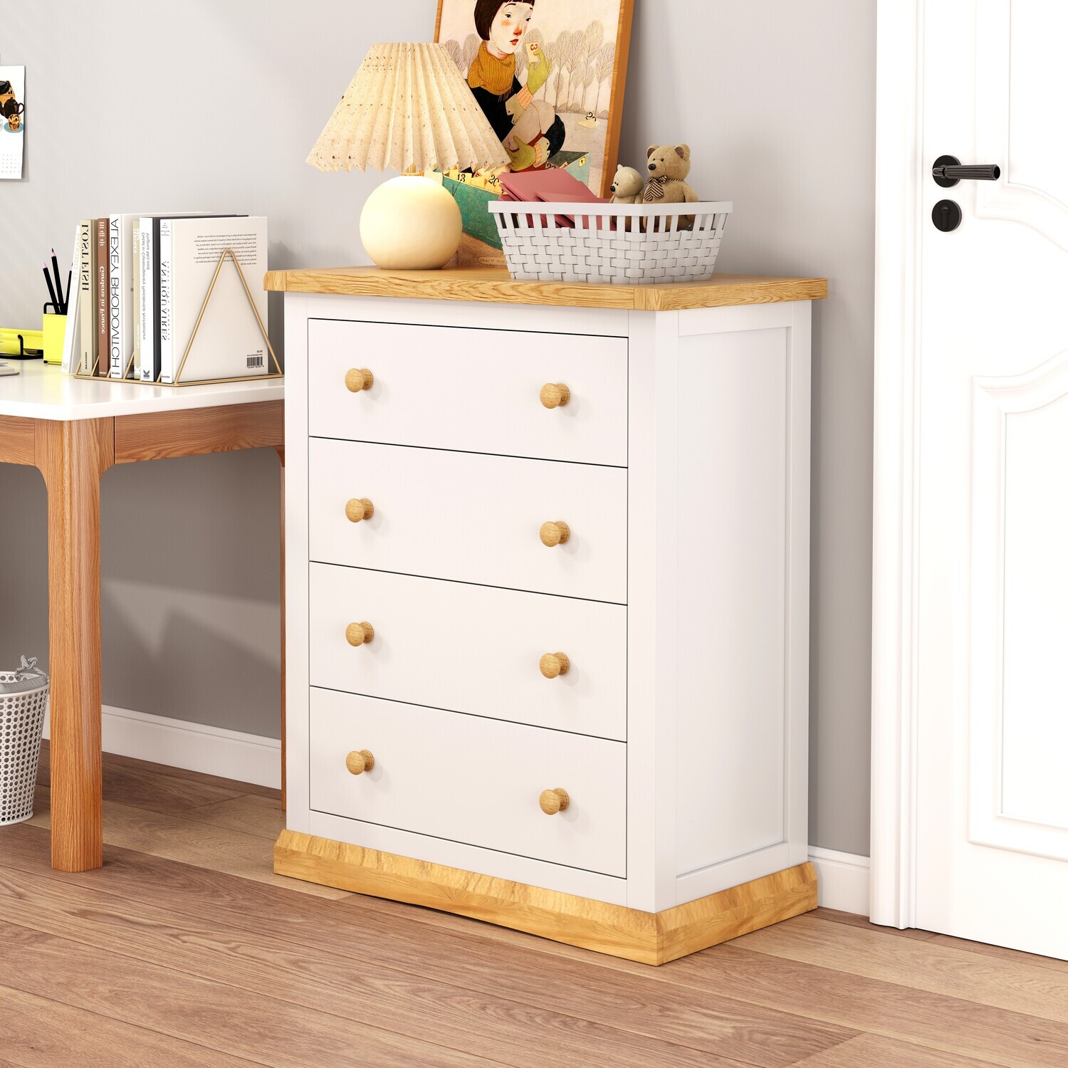 Trevi 4 Drawer Petite Chest - White / Wood