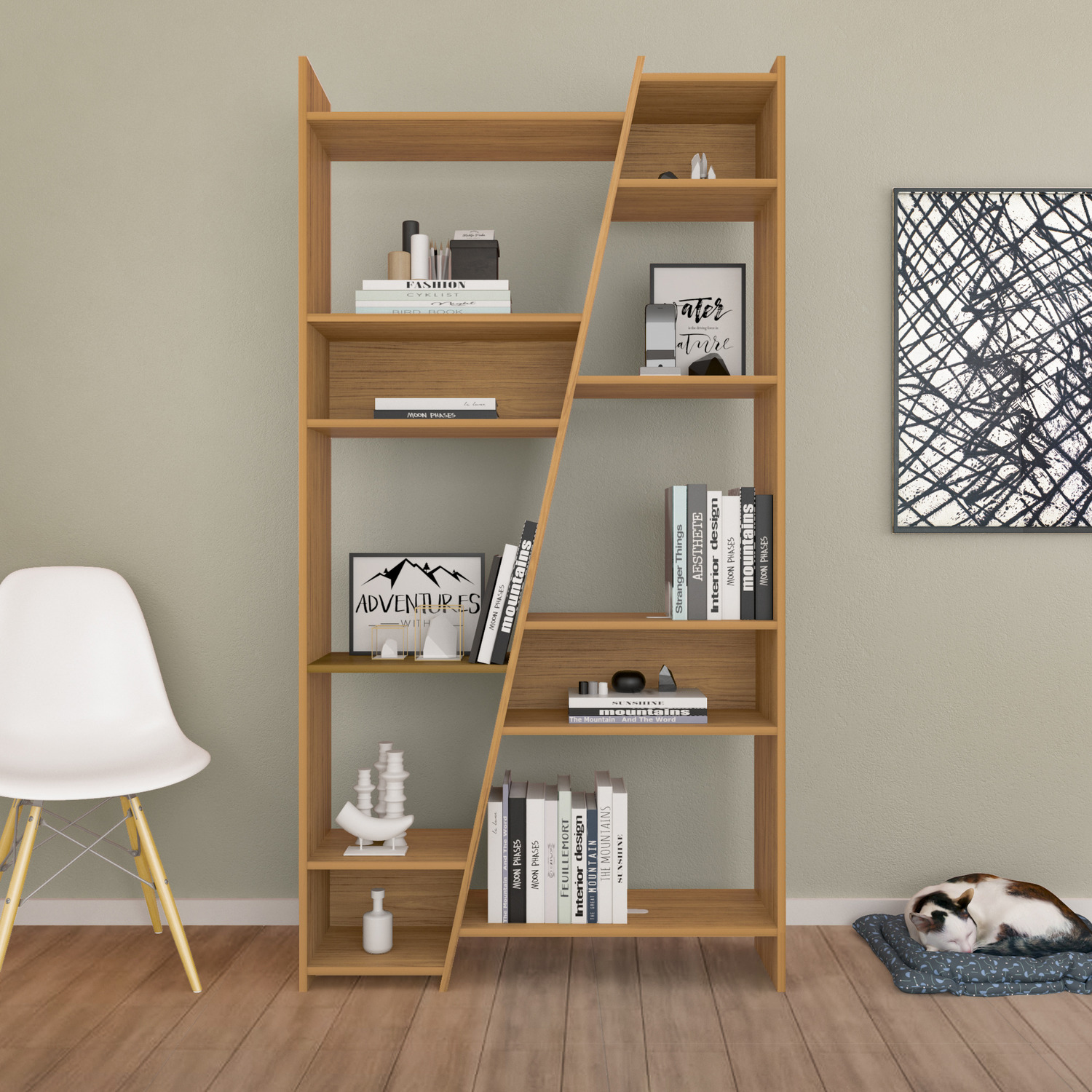 Seconique Naples Tall Bookcase - Oak Effect