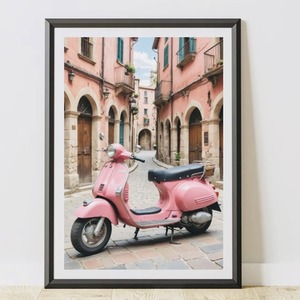 Vintage Pink Vespa Wall Art