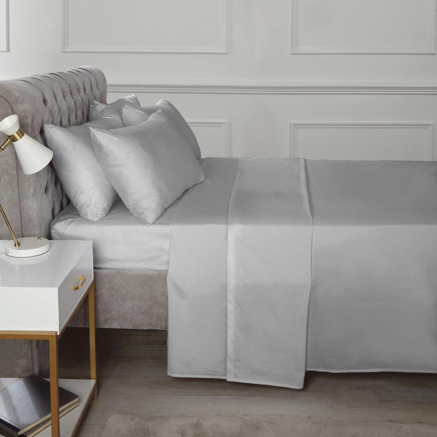 Deep Percale Fitted Sheet 10 25cm - Grey Double