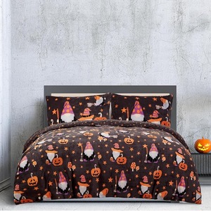 Halloween Gonk Flannel Duvet Set Reversible Duvet Cover with Pillowcase