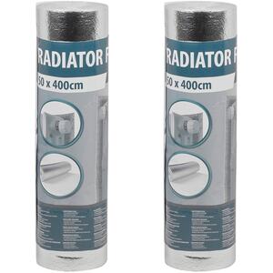 Heat Reflective Radiator Aluminium Insulating Thermal Foil - Silver - Set of 2