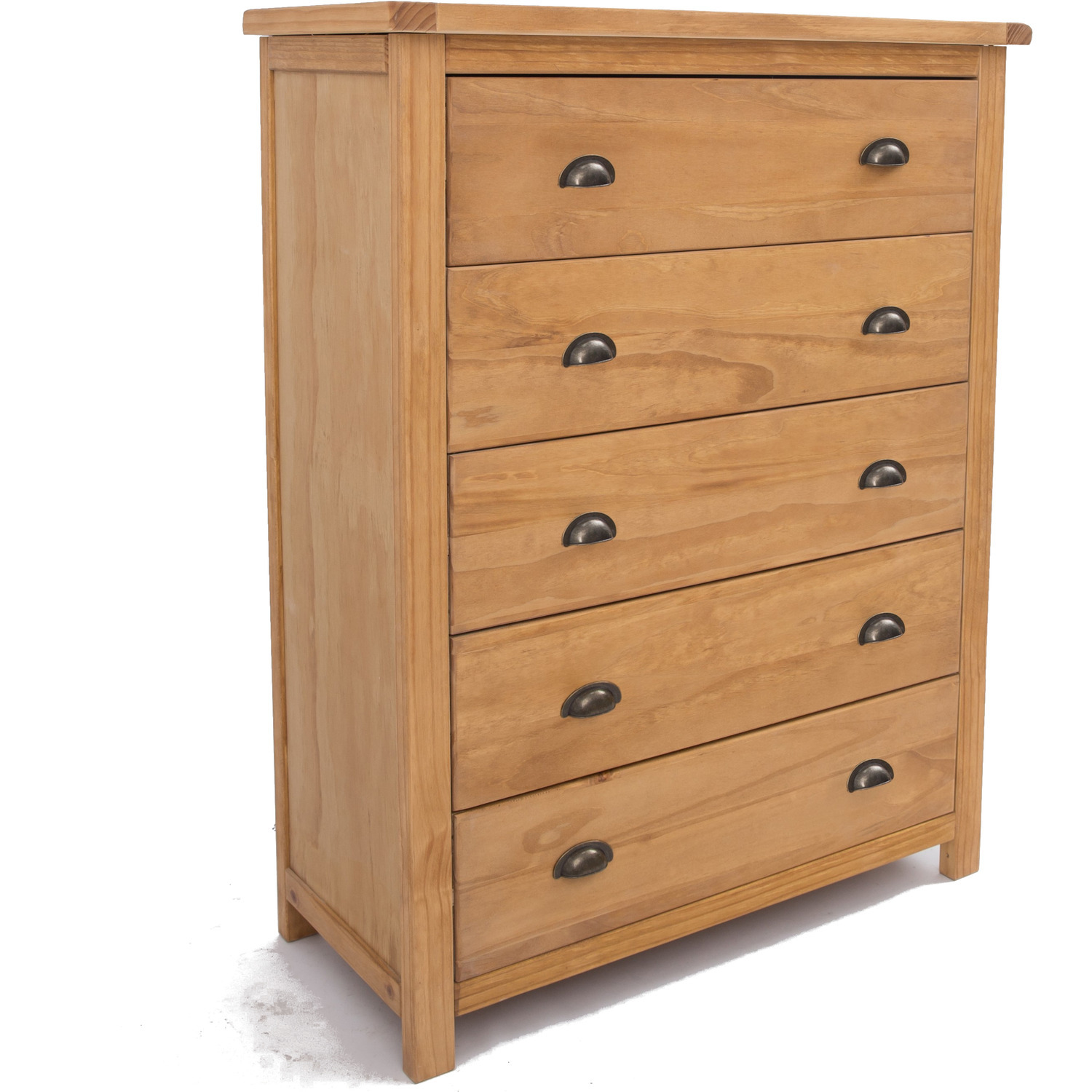 Lugo 5 Drawer Chest - Grey / Brass