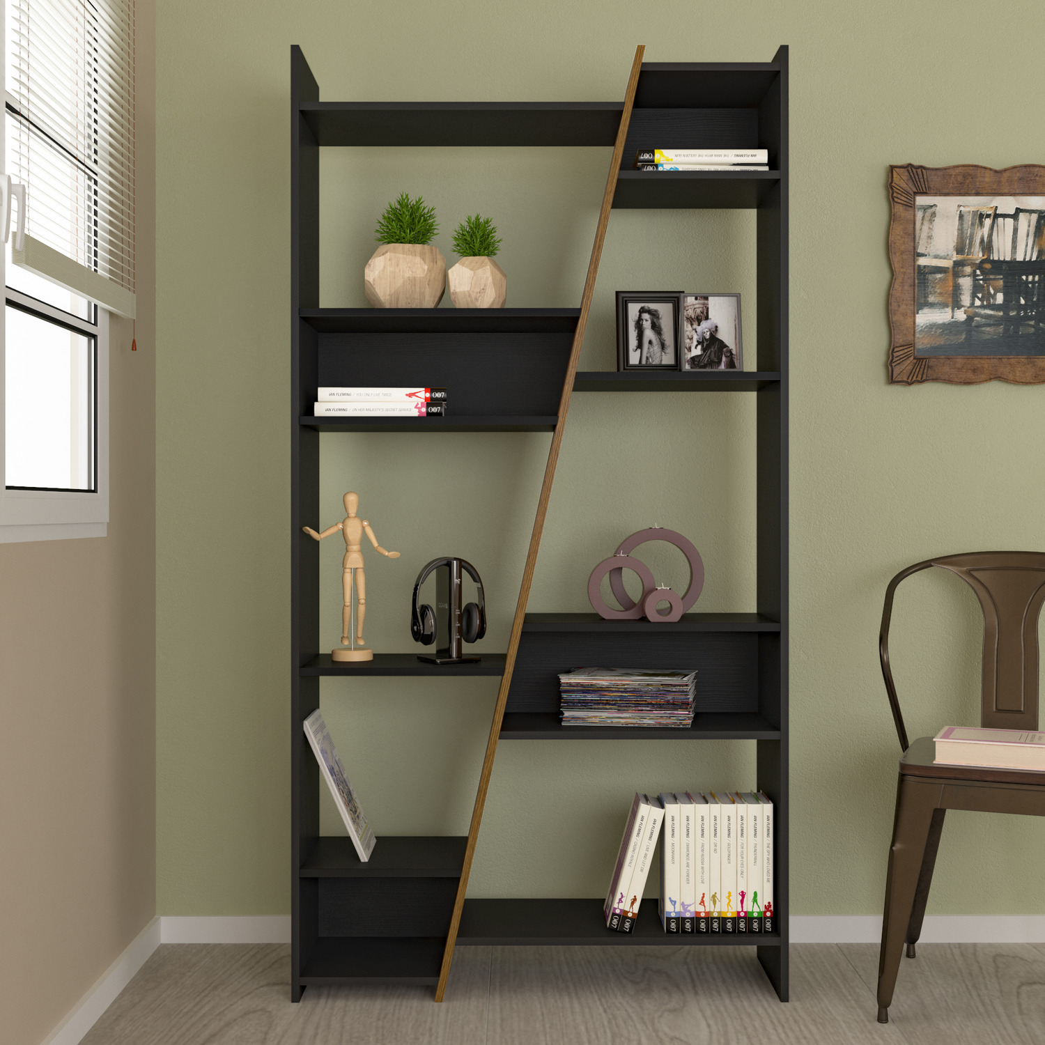 Seconique Naples Tall Bookcase - Black Pine